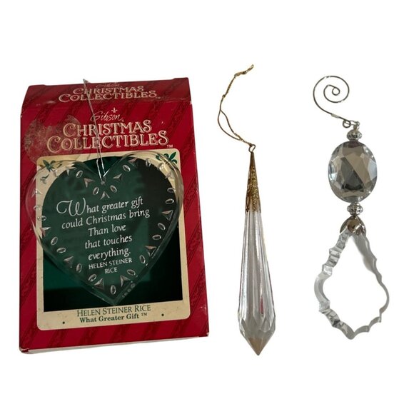 Christmas Collectible Ornaments Set Of 3 Acrylic Inc. Helen Steiner Rice Heart - Picture 1 of 7